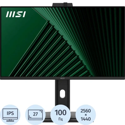 Монитор MSI 27 PRO MP275QPDG Black,IPS,2560x1440,100Hz,HDMI,DP,USB-C,Webcam