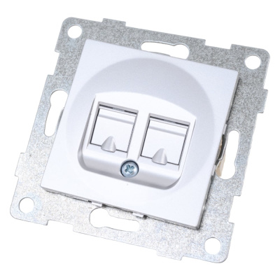 Механизм телефонной розетки GUSI ELECTRIC Ugra RJ12, двойной, СУ, серебро С11Т2-004