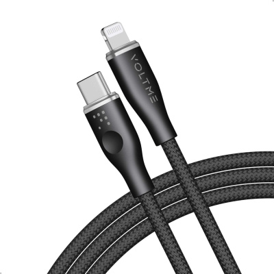 Кабель VOLTME USB2.0 Powerlink Rugg CTL 3A, Lightning- USB-C, 2м, черный, C2083
