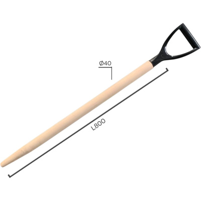 Черенок для лопат в/с d40 L 800мм c V ручкой woodtrade