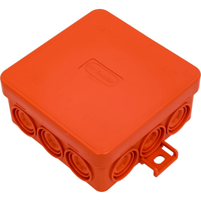 Огнестойкая коробка Экопласт JBL085 E110, о/п 85х85х38, 12 выходов, IP55, 4P, цвет оранжевый