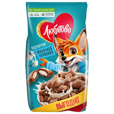 Подушечки ЛЮБЯТОВО с молочной начинкой, 500 г, 7200287000 648