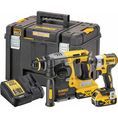 Аккумуляторный набор Dewalt DCK2532P2, 18 В: перфоратор DCH273 + шуруповерт DCF887, с 2 АКБ 5 Ач и ЗУ, в кейсе TSTAK