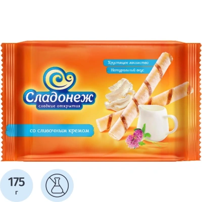 Вафельные трубочки Сладонеж со сливочным кремом, 175г