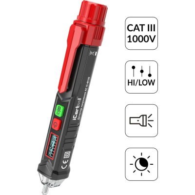 iCartool IC-M100 это бесконтактный тестер для быстрого и безопасного поиска фазного проводника и наличия напряжения в