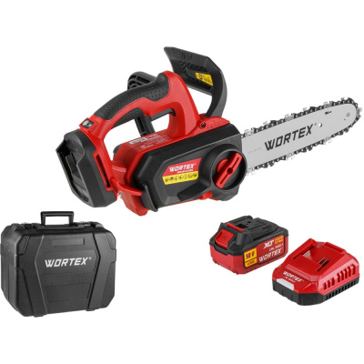 Аккумуляторная цепная пила WORTEX CEC 2518-3 в чем. ALL1 XLT SET бесщеточная, 18 В, 25.4 см