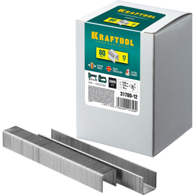 Скобы для степлера тип 21GA (80/Pr A/Senco AT) 12мм, 5000 шт, KRAFTOOL
