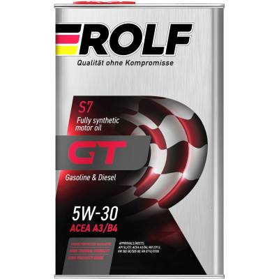 Моторное масло Rolf GT синтетическое, SAE 5W-30, ACEA A3/B4, 1 л