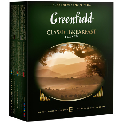 Чай GREENFIELD "Classic Breakfast" черный, 100 пакетиков в конвертах по 2 г, 0582