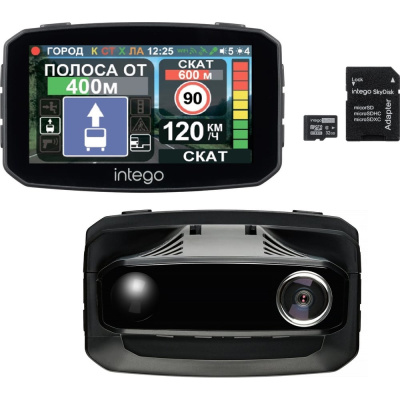 Видеорегистратор INTEGO с радар-детектором, gps модулем с базой данных камер дпс и wifi модулем
