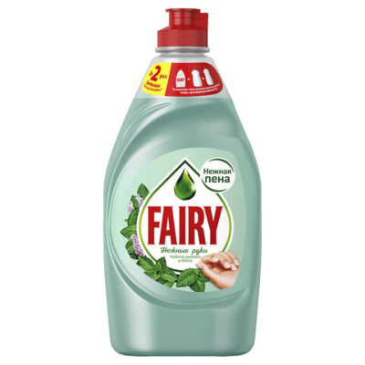 Средство для мытья посуды, 450 мл, FAIRY (Фейри) "Нежные руки", "Чайное дерево и мята"