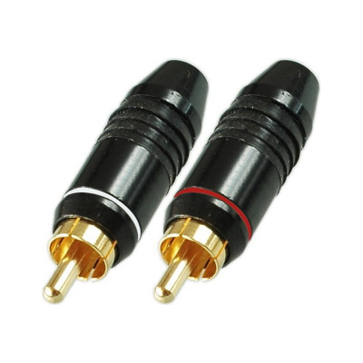Разъем RCA штекер Pro Legend металл на кабель, красный и белый Nakamichi 47мм, Gold