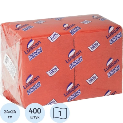 Салфетки бумажные Luscan Profi Pack 1сл24х24 красные400шт/уп