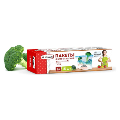 Пакеты Komfi с safe-защелкой, ПВД, 1 л, 375 шт