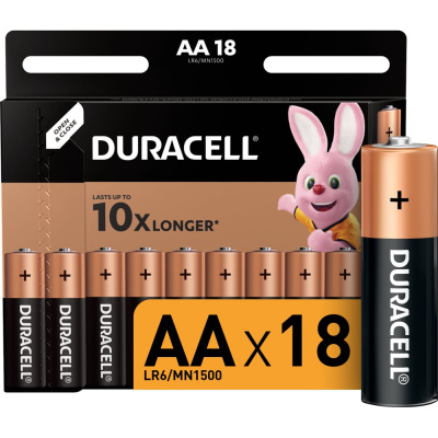 Батарейки щелочные Duracell, АА/LR6 18шт