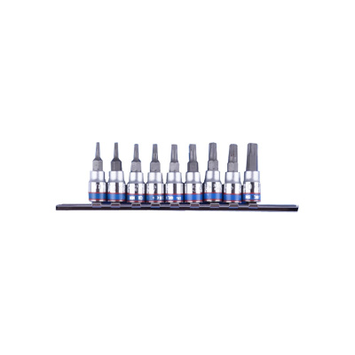 Набор торцевых насадок 1/4", TORX, Т8-Т40 мм, L=37 мм, 9 предметов KING TONY