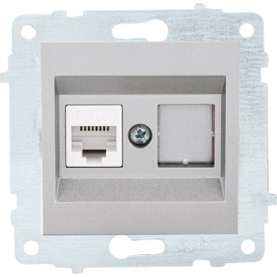 Механизм компьютерной 1-местной розетки RJ45 OVIVO CAT6, серебро