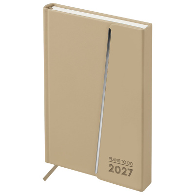 Ежедневник датированный 2027г., А5, 176л., твердый переплет, кожзам Soft touch, BG "Magnet. Vanilla", ванильный, магнитный клапан