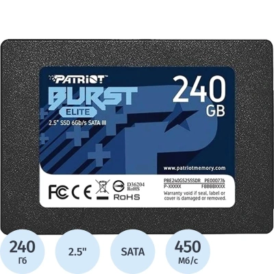SSD накопитель Patriot BURST ELITE 2.5 240GB SATA(PBE240GS25SSDR)