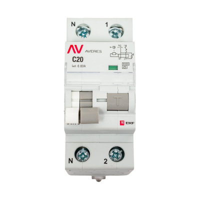 Дифференциальный автомат EKF DVA-6, 1P+N, 20А, 30мА, 6кА, AVERES, SQ
