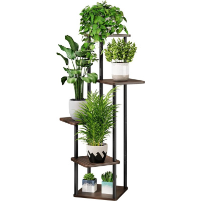 Напольная подставка GARDEN SHOW для цветов №6 5 полок МДФ венге 60х60х106,3 см металл черный