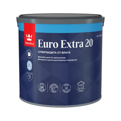 Моющаяся краска для влажных помещений Tikkurila EURO EXTRA 20 700001106