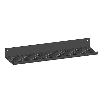 Полка настенная металлическая Parallax Параллакс, лофт, из листовой стали, для ванной, прихожей, гаража, мастерской, 400 мм, перфорированная, загиб вверх, черная 531BX100040400-PRF