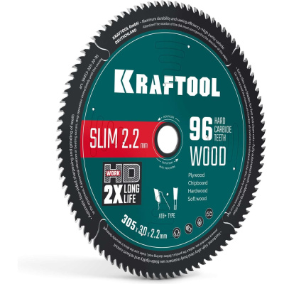 Диск пильный по дереву KRAFTOOL Slim wood cut 305 х 30 x 2.2 мм, 96Т
