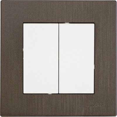 Выключатель Luxar Mosaic с/у 2-кл. белый/титан с рамкой, 250В 10А