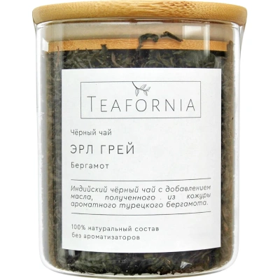 Чай Teafornia Эрл Грей чёрный, стекло большое, 110г