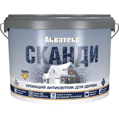 Антисептик для дерева Акватекс Сканди 65120, кроющий, полуматовый, 9 л, карамель