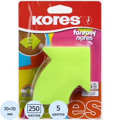 Стикеры фигурные Kores FANTASY ARROW 70x70мм,5смешан.неон.цв. по 250л 48704