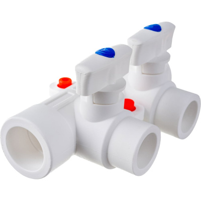 Коллектор PRO AQUA PP-R с 2 выходами, белый, ШК 25-20