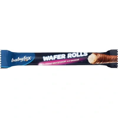 Конфеты Babyfox wafer rolls с молочной начинкой, 1,5кг/уп, РВК668