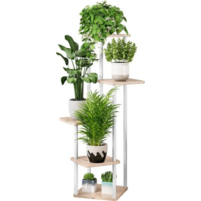 Напольная подставка GARDEN SHOW для цветов №6 5 полок МДФ светлое дерево 60х60х106,3 см металл белый