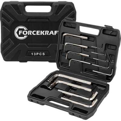 Ключи Forcekraft Г-образные 6-гранные, набор 13 предметов (2, 2.5, 3-8, 10, 12, 14, 17, 19 мм)