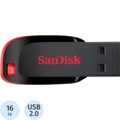 Флеш-диск 16 GB, SANDISK Cruzer Blade, USB 2.0, черный, SDCZ50-016G-B35