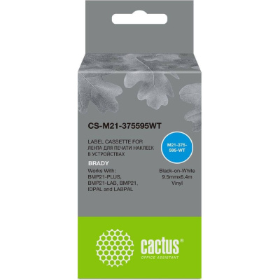 Ленточный картридж CACTUS CS-M21-375595WT черный для Brady BMP21-PLUS, BMP21-LAB