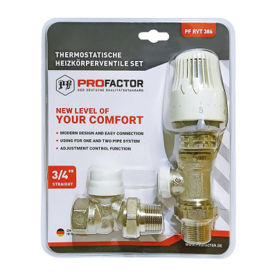 Комплект радиатора PROFACTOR термостатический, прямой, 3/4 PF RVT 386