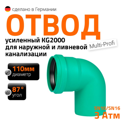 Отвод ливневой канализации Ostendorf 110х87 градусов