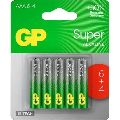 Батарейка GP Super AAA/LR03 24A6/4-2CR10/GP24AA216/4-2CRSBC10 10шт/уп(6+4)