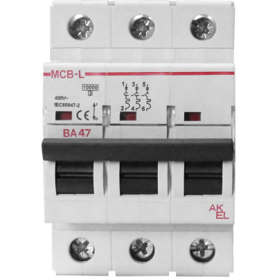 Выключатель автоматический AKEL ВА47-MCB-L-3P-C10-AC