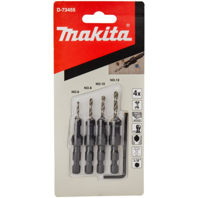 Набор сверл по дереву с зенкерами (4 шт.; 1/4") Makita