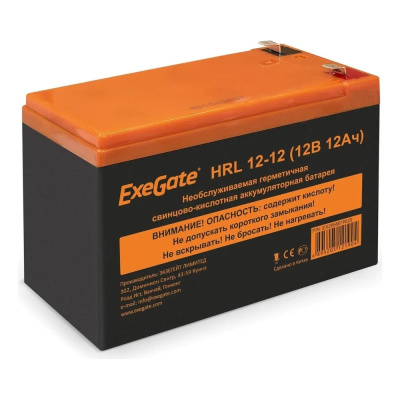 Батарея аккумуляторная HRL 12-12 (12V, 12Ah, 1251W, клеммы F2) ExeGate