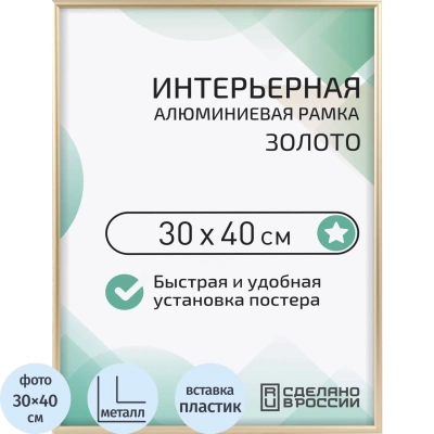 Рамка 300х400, золото, алюминевая., ПЭТ стекло, 2019 34 12 345