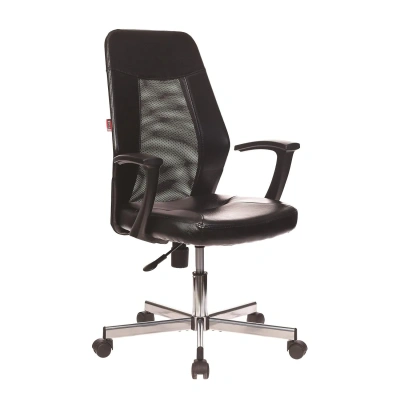 Кресло VB_EChair-225 DSL PTW к/з черный, сетка черная, хром