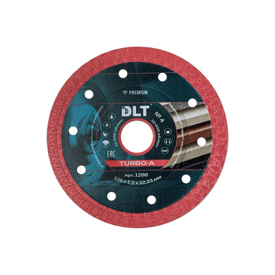 Диск алмазный DLT №4 (TURBO-А) 125мм, посадочный d-22,23мм, толщина 1,2мм (керамогранит) 1288