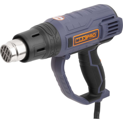 Фен технический MAX-PRO 2000 Вт, 60/350/600C, 500 л/мин, 0,76 кг, резиновый кабель, резиновые вставки, кор.