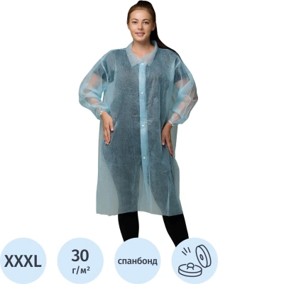 Халат н/с процед, рук.рез, 4кн, XXXL(60-62), пл30, гол, Комус, 10шт/уп