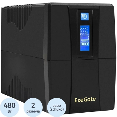 ИБП ExeGate Power Smart ULB-800 800VA/480W, LCD, AVR, 2xEURO(EP212517RUS)